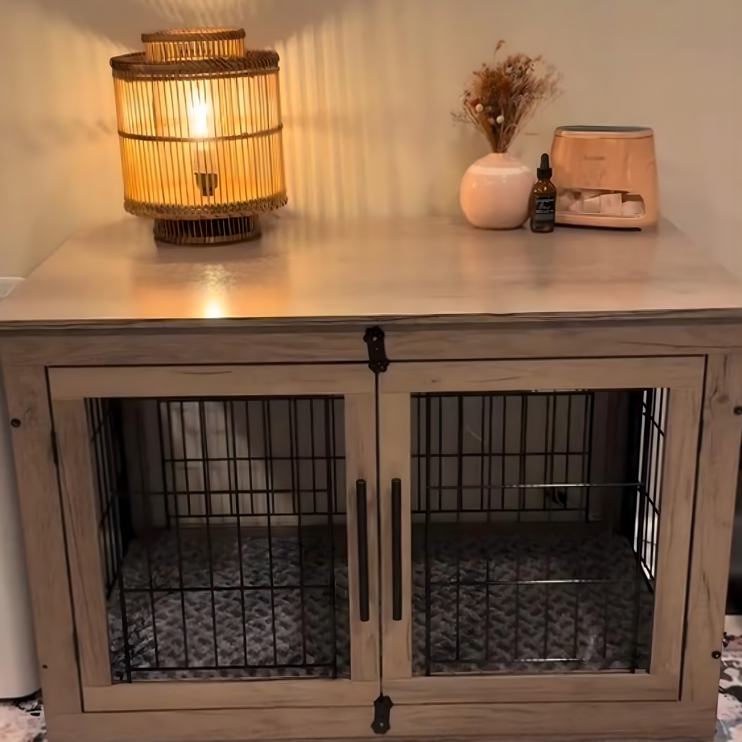 Premium Furniture-Style Pet Crate & Console Table قفص حيوانات أليفة بتصميم أثاث فاخر وطاولة جانبية